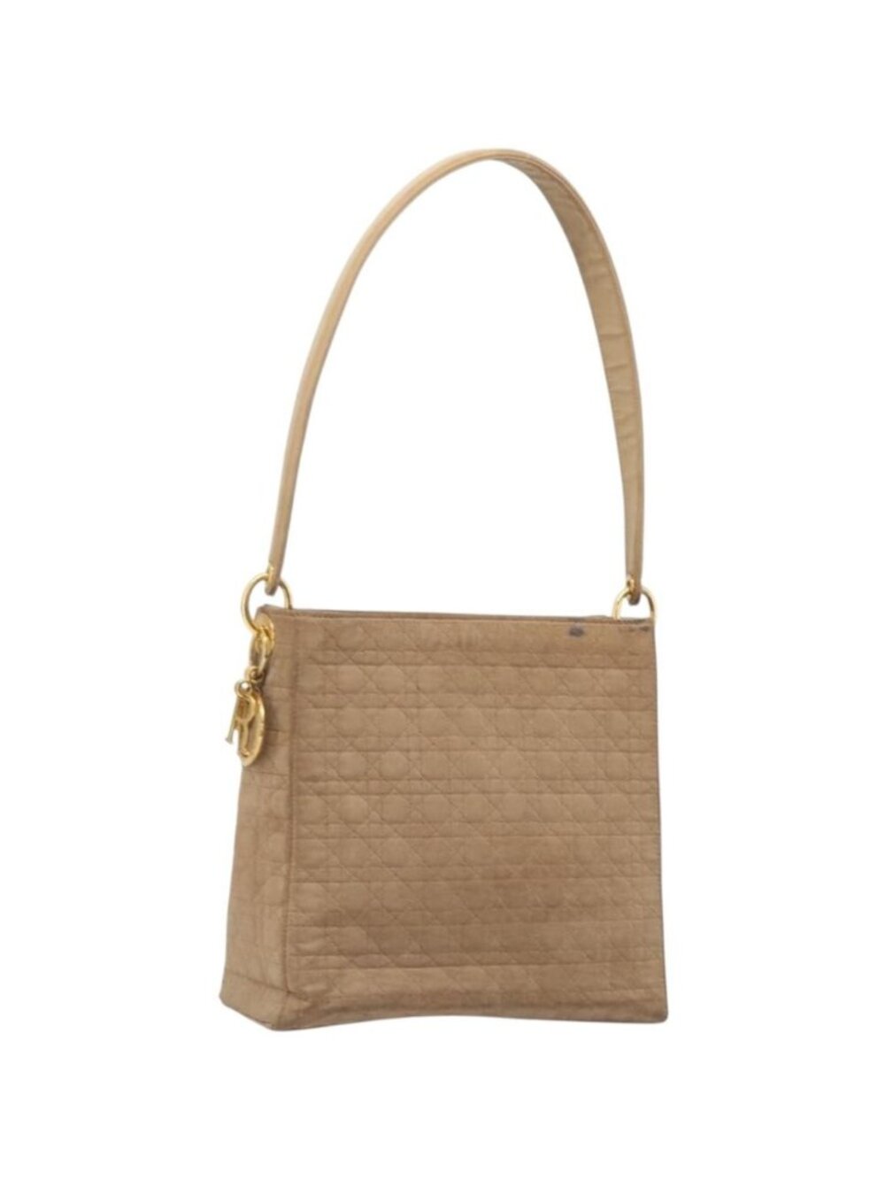 Christian Dior Canage Shoulder Bag Canvas Beige Gold